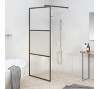vidaXL Walk-in Shower Wall 80x195 cm Half Frosted ESG Glass Black