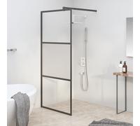 vidaXL Walk-in Shower Wall 90x195 cm Half Frosted ESG Glass Black