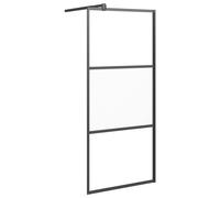 vidaXL Walk-in Shower Wall 90x195 cm Half Frosted ESG Glass Black Shower Wall