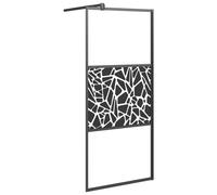 vidaXL Walk-in Shower Wall 90x195cm ESG Glass with Stone Design Black Cubicle
