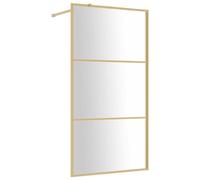 vidaXL Walk-in Shower Wall, Bath Screen for Bathroom, Shower Screen with Clear ESG Glass, Bath Panel Shower Enclosure Partition, Gold