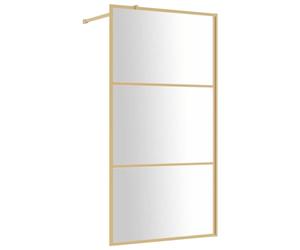 vidaXL Walk-in Shower Wall, Bath Screen for Bathroom, Shower Screen with Clear ESG Glass, Bath Panel Shower Enclosure Partition, Gold