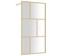 vidaXL Walk-in Shower Screen with Clear ESG Glass - Gold Aluminium Frame, Flexible Fitting - 115x195 cm