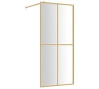 vidaXL Walk-in Shower Wall with Clear ESG Glass and Gold Aluminium Frame, Adjustable Size, Easy Cleaning, with Supporting Bar