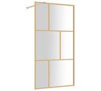 vidaXL Walk-in Shower Wall Bath Screen Shower Screen with Clear ESG Glass Gold