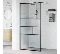 vidaXL Walk-in Shower Wall Black 100 x 195 x 0.5 cm