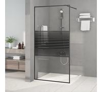 vidaXL Walk-in Shower Wall Black 100x195 cm Clear ESG Glass