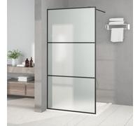 vidaXL Walk-in Shower Wall Black 100x195 cm Frosted ESG Glass Shower Screen