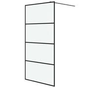 vidaXL Walk-in Shower Wall Black 100x195 cm Frosted ESG Glass Shower Screen