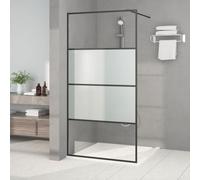 Vidaxl Walk-in Shower Wall Black 100X195 Cm Half Frosted Esg Glass, Black
