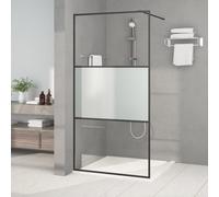 vidaXL Walk-in Shower Wall Black 100x195 cm Half Frosted ESG Glass