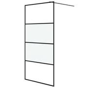 vidaXL Walk-in Shower Wall Black 100x195 cm Half Frosted ESG Glass Shower Wall