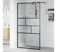vidaXL Walk-in Shower Wall Black 115 x 195 x 0.5 cm