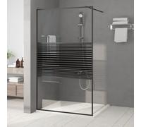 vidaXL Walk-in Shower Wall Black 115x195 cm Clear ESG Glass