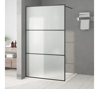 vidaXL Walk-in Shower Wall Black 115x195 cm Frosted ESG Glass Shower Screen