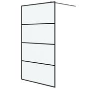 vidaXL Walk-in Shower Wall Black 115x195 cm Frosted ESG Glass Shower Screen