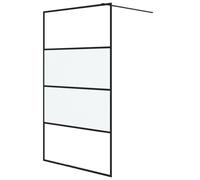 vidaXL Walk-in Shower Wall Black 115x195 cm Half Frosted ESG Glass Shower Wall
