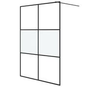 vidaXL Walk-in Shower Wall Black 140x195 cm Half Frosted ESG Glass Shower Wall