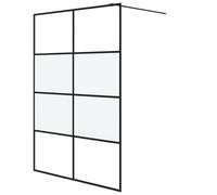 vidaXL Walk-in Shower Wall Black 140x195 cm Half Frosted ESG Glass Shower Wall