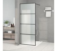 vidaXL Walk-in Shower Wall Black 80x195 cm Frosted ESG Glass Shower Screen