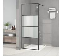 vidaXL Walk-in Shower Wall Black 80x195 cm Half Frosted ESG Glass