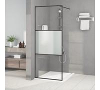 vidaXL Walk-in Shower Wall Black 80x195 cm Half Frosted ESG Glass