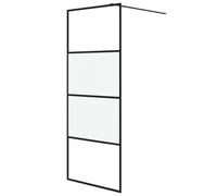 vidaXL Walk-in Shower Wall Black 80x195 cm Half Frosted ESG Glass Shower Wall
