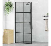 vidaXL Walk-in Shower Wall Black 90 x 195 cm Tempered Glass