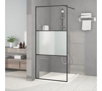 vidaXL Walk-in Shower Wall Black 90x195 cm Half Frosted ESG Glass