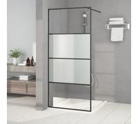 vidaXL Walk-in Shower Wall Black 90x195 cm Half Frosted ESG Glass