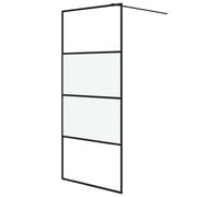vidaXL Walk-in Shower Wall Black 90x195 cm Half Frosted ESG Glass Shower Wall
