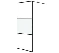 vidaXL Walk-in Shower Wall Black 90x195 cm Half Frosted ESG Glass Shower Wall