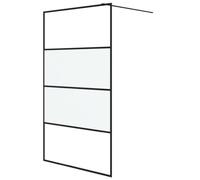 vidaXL Walk-in Shower Wall - Black Aluminium Frame & Half Frosted ESG Glass, Adjustable 115x195 cm, Splash- Design