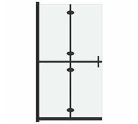 vidaXL Walk-in Shower Wall - Black Aluminium Frame with Frosted Tempered Glass, Foldable 4-Panel Design, 70x190cm, Easy Clean Surface, Space Saving”
