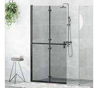 vidaXL Walk-In Shower Wall Folding Black 100 x 6.5 x 190 cm