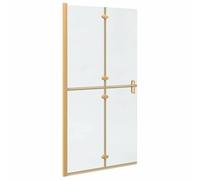 vidaXL Walk-In Shower Wall Folding Gold 100 x 6.5 x 190 cm, Modern Bathroom Partition, Tempered Glass Shower, Luxury Wall, Rectangular Enclosure, Aluminium Divider, Efficient Space