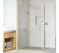 vidaXL Walk-In Shower Wall Folding Gold 110 x 6.5 x 190 cm