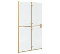 vidaXL Walk-in Shower Wall Folding Gold 110 x 6.5 x 190 cm, Bathroom Design, Modern Rectangular Shower, Tempered Glass Barrier, Durable Aluminium Partition, Contemporary Space