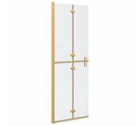 vidaXL Walk-in Shower Wall Folding Gold 70 x 6.5 x 190 cm, Modern Bathroom Partition, Tempered Glass Shower, Luxury Wall, Rectangular Enclosure, Aluminium Divider, Efficient Space