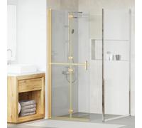 vidaXL Walk-in shower wall Folding Gold and transparent 80 x 190 cm, Bathroom Renovation, Modern Sink Installation, Luxury Fixtures, Space-Efficient Accessories for Stylish Home Improvement