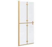 vidaXL Walk-in Shower Wall Folding Gold 80 x 6.5 x 190 cm, Bathroom Design, Modern Rectangular Shower, Tempered Glass Barrier, Durable Aluminium Partition, Contemporary Space