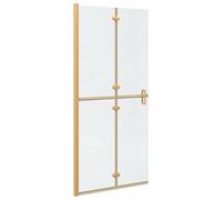 vidaXL Folding Shower Wall - Gold, Tempered Glass, Transparent 90 x 190 cm