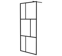 vidaXL Walk-in Shower Wall Shower Partition Enclosure Walk-in Shower Wall Screen Bath Screen Cubicle with Tempered Glass Black 90x195 cm