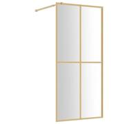 vidaXL Walk-in Shower Wall with Adjustable Profile, Flexibility in Installation, Easy Clean ESG Glass, Gold Aluminium Frame, 90x195 cm Dimensions