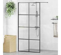vidaXL Walk-in Shower Wall with Clear ESG Glass 100x195 cm Black