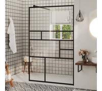 vidaXL Walk-in Shower Wall with Clear ESG Glass Black Bathroom Shower Screen
