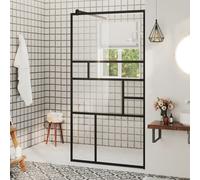 vidaXL Walk-in Shower Wall with Clear ESG Glass Black Bathroom Shower Screen