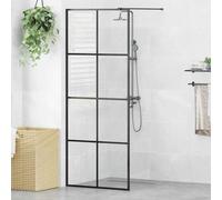 vidaXL Walk-in Shower Wall with Clear ESG Glass 80x195 cm Black