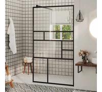 vidaXL Walk-in Shower Wall with Clear ESG Glass Black Bathroom Shower Screen