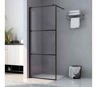 vidaXL Walk-in Shower Wall with Clear ESG Glass Black 80x195 cm UK